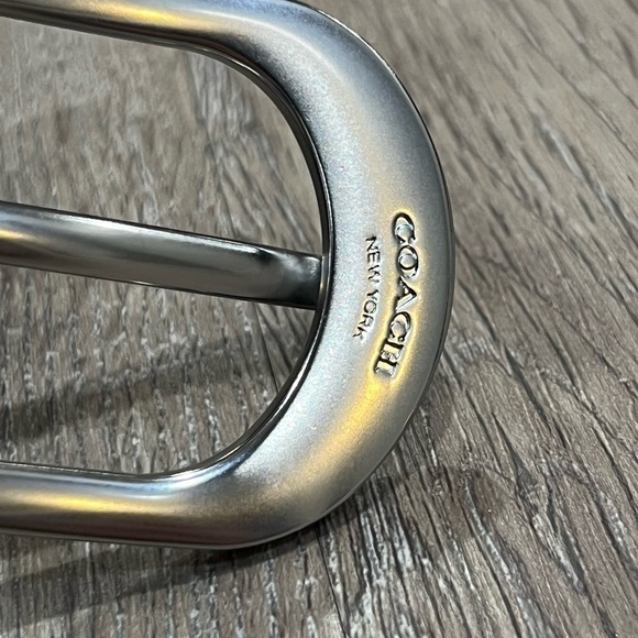 Coach Small Black Embossed Patterned Leather Belt with Silver Stamped Buckle - Picture 6 of 8